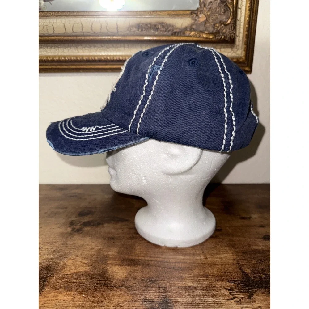 KBETHOS Vintage Free Spirit Feather Distressed Navy Blue Baseball Cap Hat